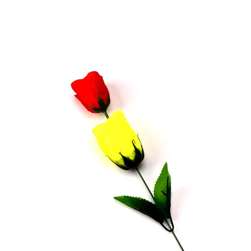 변색 장미 (빨간색 변경 노란색) 장미 마술 트릭 변경 발렌타인 데이 색상 장미 꽃 마술 트릭 재미있는 장난감