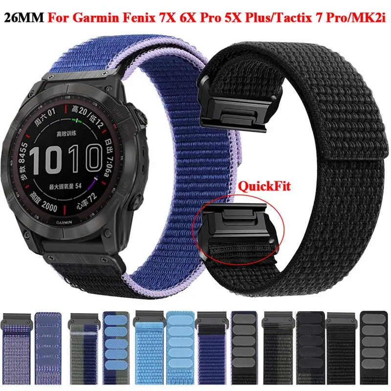 

HAODEE 26mm Nylon Watch Band For Garmin Fenix 7X 6X Pro 5X Plus 3HR Descent MK1/mk2i Tactix 7 Pro Hook and Loop Enduro 2