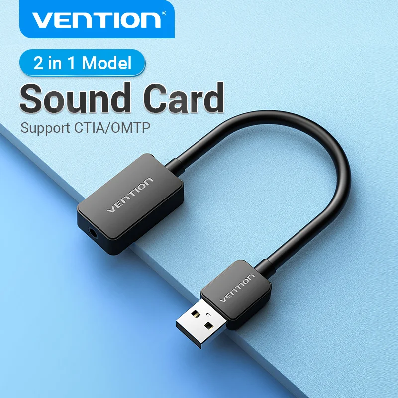 Vention Sound Card USB to 3.5mm Audio Interface Adapter External Sound Card for PC Laptop PS4 Headset Microphone USB Sound Card