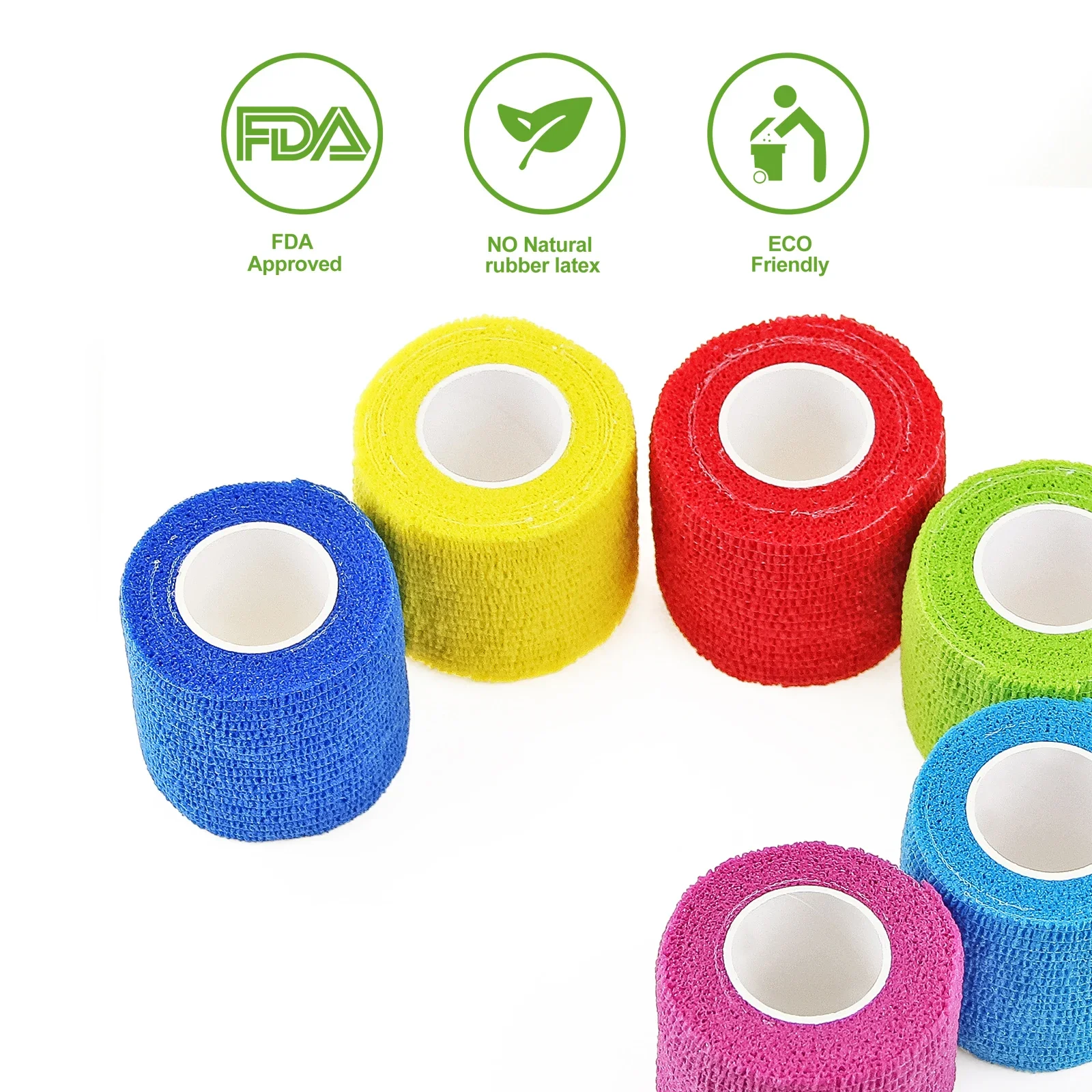 12pcs Self Adherent Wrap Bandage Tape Athletic Recovery Medical Roll Taping Muscle