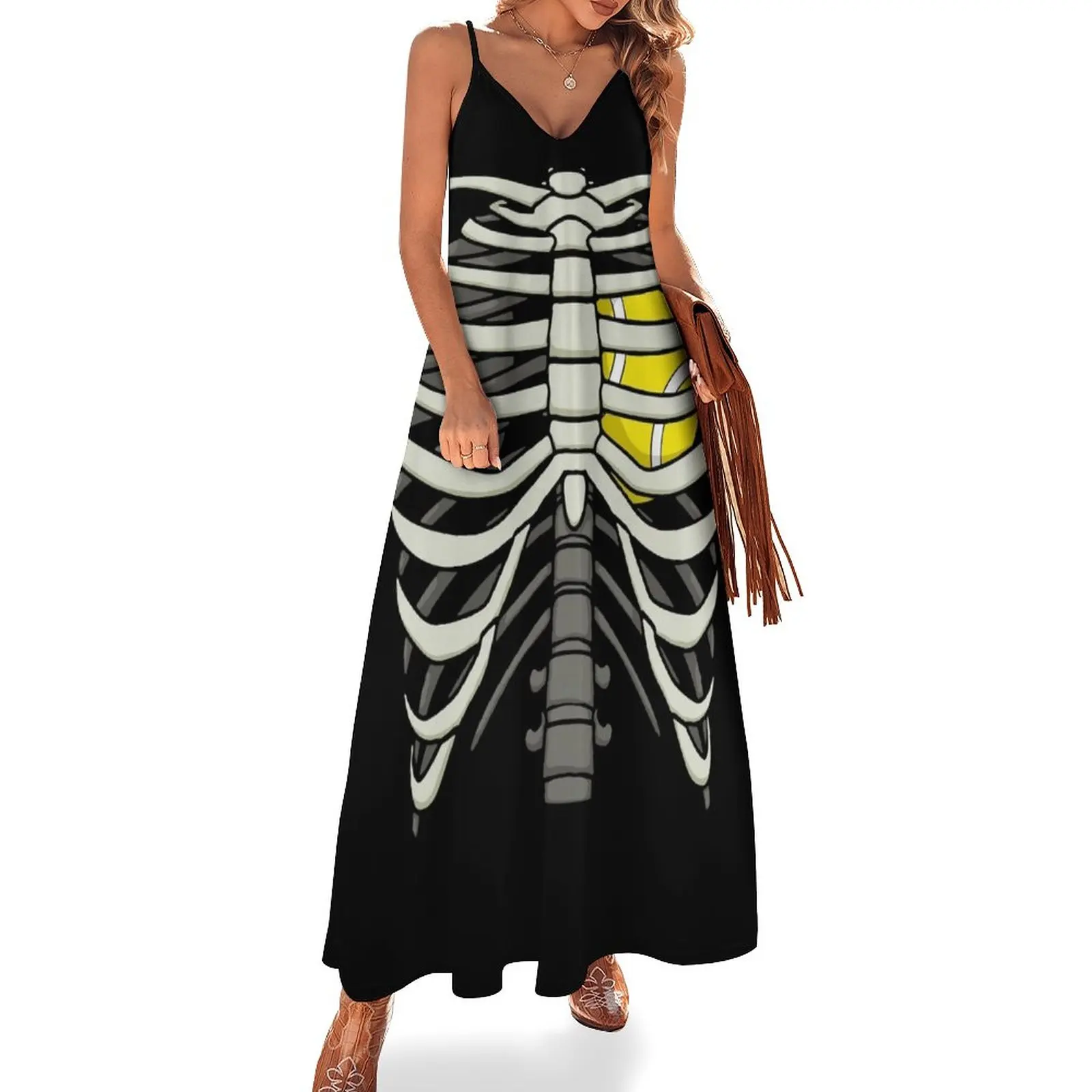 

Ribcage Halloween Tennis Player Skeleton Ball Heart Sleeveless Dress loose women's dress Women's clothing Womens dresses