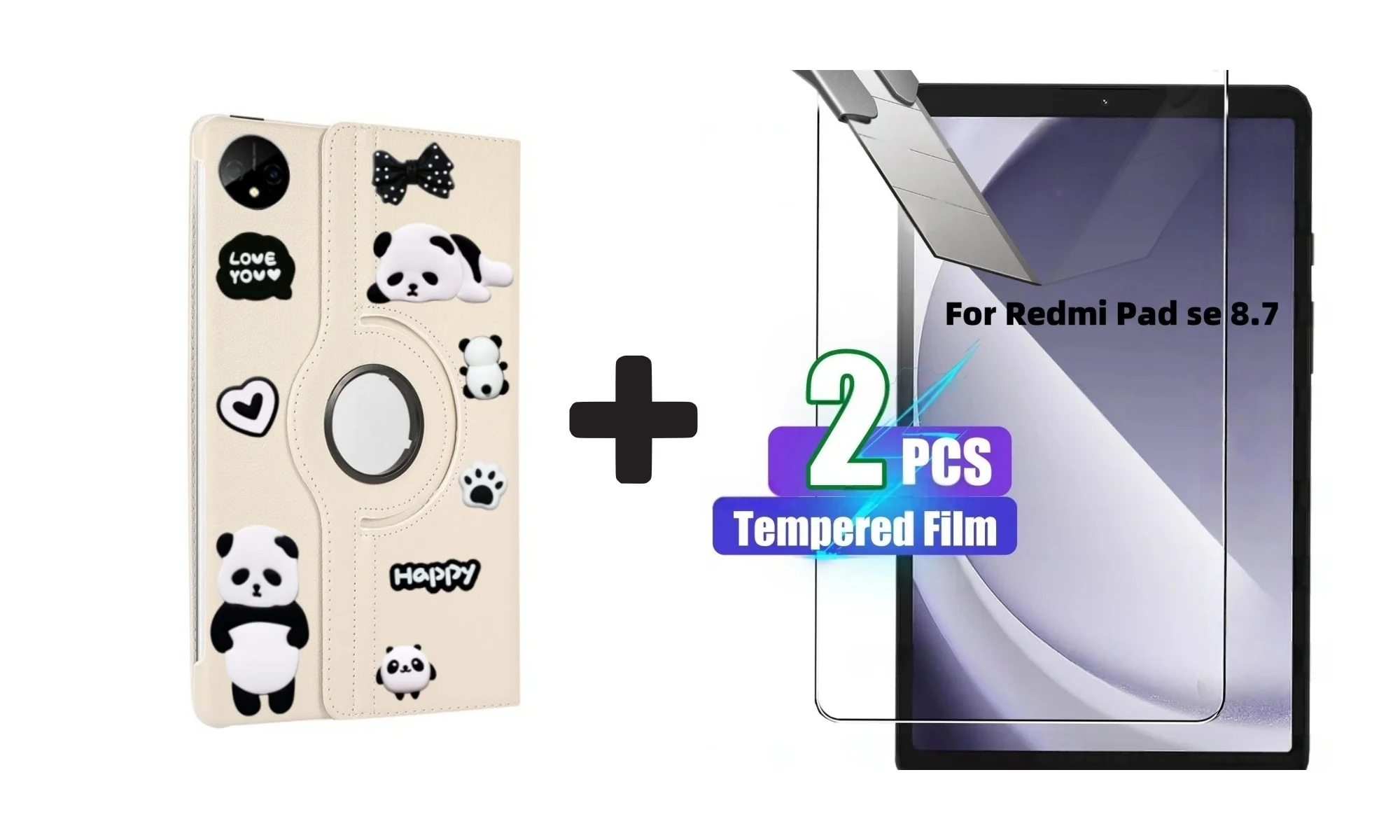 Premium 360° Rotating PU Leather Stand Tablet Case - Universal 8.7 Inch Cover