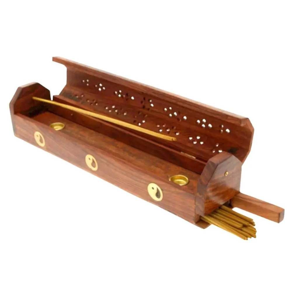 Wooden Incense Stick Holder Burning Insence Box Insense Burner Ash Catcher Chinese Style Gift Home Decoration