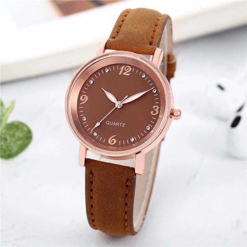 Women's Luxury Leather Band Quartz Bracelet Watch