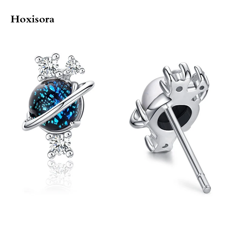 

Hoxisora's new 925 silver ear nail women's zircon inlaid earrings women's Korean fashion simple