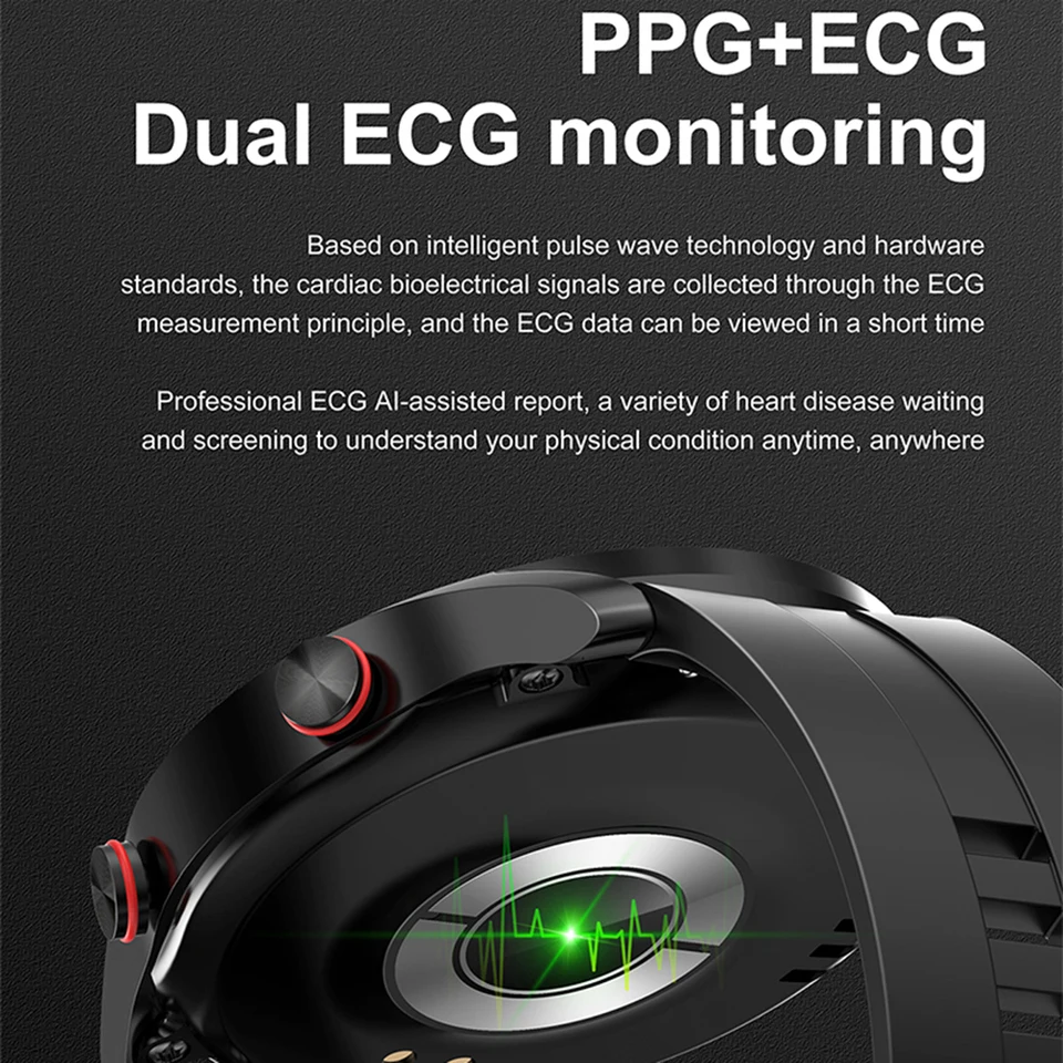 Montre Connectée 47mm ECG PPG GPS – Bracelet Silicone – Compatible Android