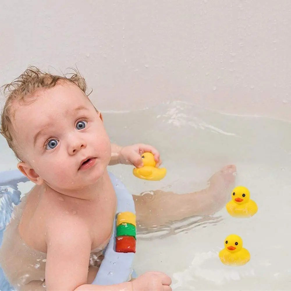 10pcs Preschool Bath Toys Mini Rubber Ducks Squeak Float Ducks Baby Bathtub Shower Toy Gift for Toddlers Kids Boys Girl Birthday 2