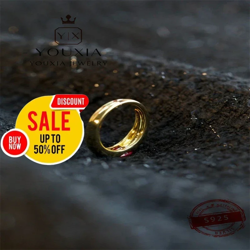 Hot selling European and American style simple love design party fine jewelry 925 silver ruby Rings for women Jewelry