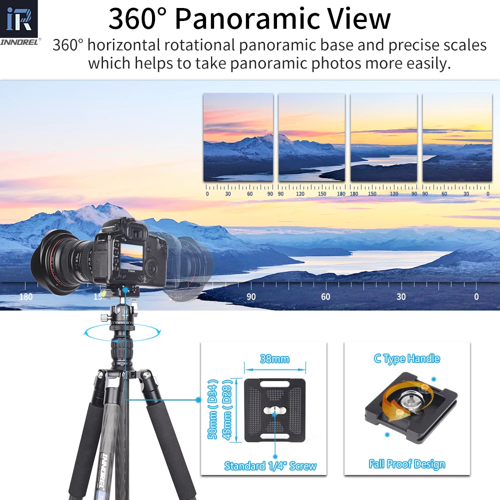 28/34mm Ball Head Dual U-notch Design Professional CNC 360&deg;Panoramic Camera Tripod Head for Monopod DSLR Cameras Camcorder DV tripod ball head cold shoe ball head