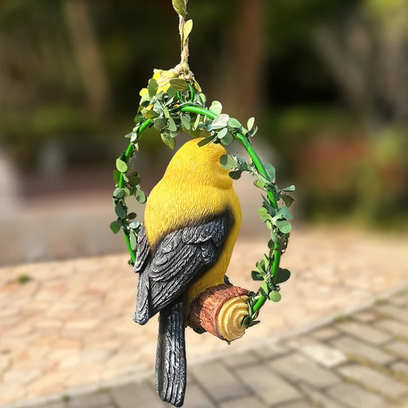 Resin Bird Hanging Decor for Garden Courtyard Home
