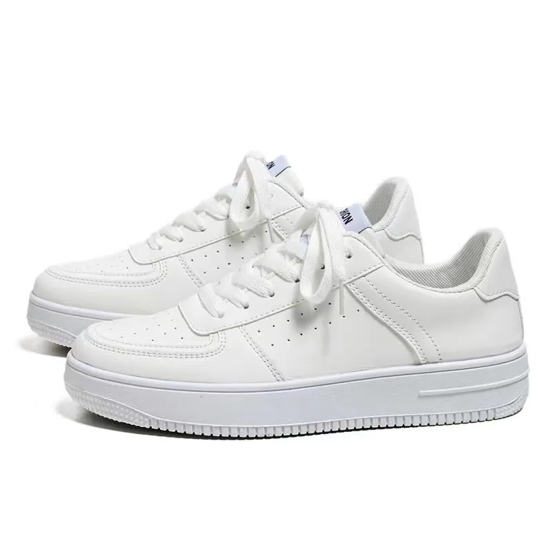 Little White Shoes men sneakers Mens Summer Soft Leather Breathable Teen Casual Versatile Lace-up Student Pure White Sneaker