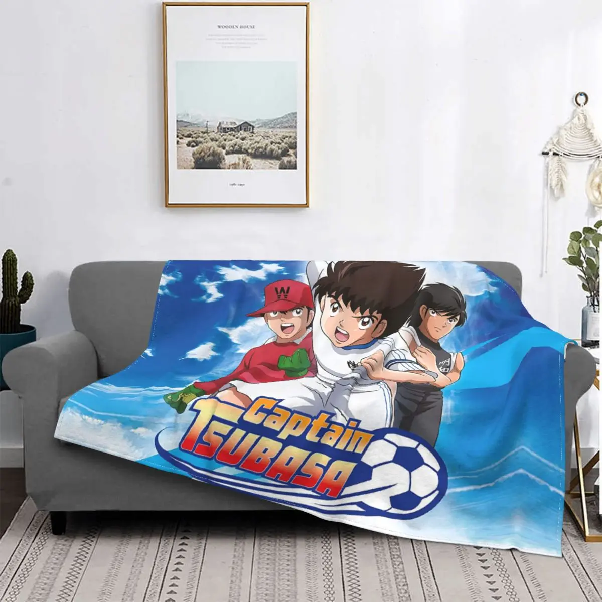 

3D Printed Captain Tsubasa Blankets Comfortable Soft Flannel Autumn Japanese Anime Manga Throw Blanket for Sofa Car Bedding