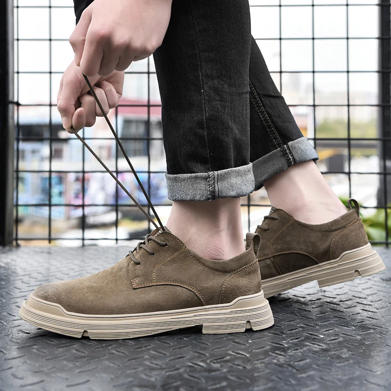 

Outdoor Walking Shoes Soft Leather Tooling Shoes Men's Fashion Sewing Tooling Oxford Shoes Flats Comfortable Casual Travel Shoes