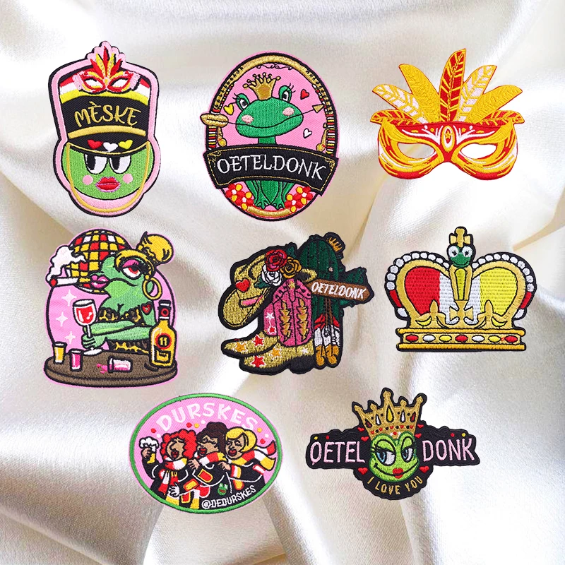 4-9PCS Netherland Oeteldonk Emblem Patch Iron On Patches Netherland Carnival Embroidery Patch Badges Hats Uniform Decorate DIY