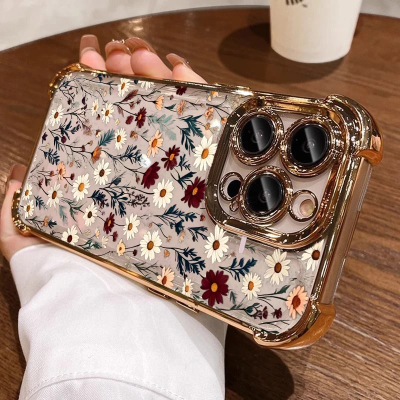 Cute Colorful Daisy Candy Plating Transparent Phone Case