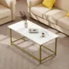 White Faux Marble Coffee Table Simple Modern Rectangular Coffee Tables Open Design Minimalist Center Table for Living Room 6