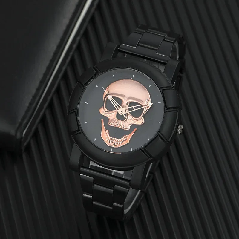 

Fashion Sport Quartz Watches for Men Brand Luxury 3D Skull Head Stainless Steel Steampunk Rock Wristwatches Relogio Masculino