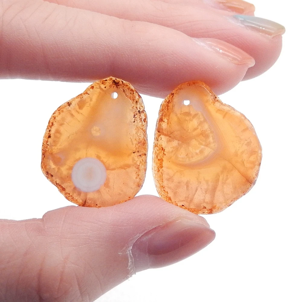 

Natural Orange Agate Nugget Earrings for Women, Gemstone Earrings Beads for Jewelry Making