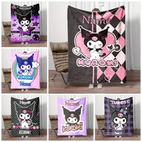 Customized Name Personalized Blanket Sanrio Kuromi Cute Children Warm Soft Blankets Home Travel and Comfortable Blanket Kpop 1