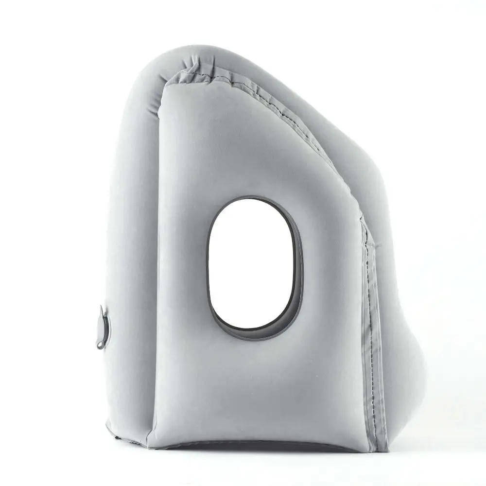 PVC Material Office Nap Pillow Air Cushion Head Support Inflatable Travel Pillow Foldable Grey Chin Support Pillow Men Women