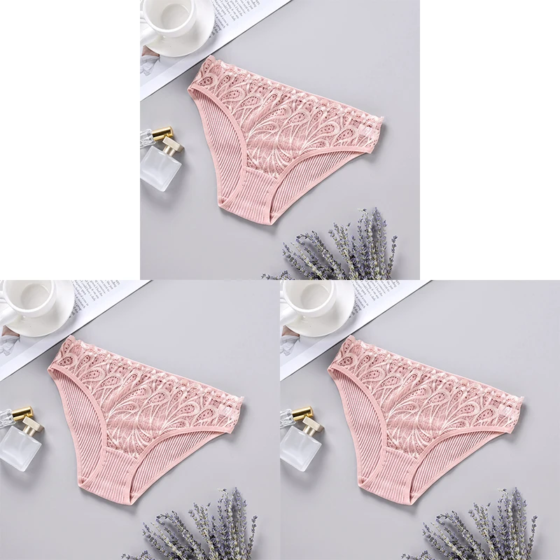 3PCS Cotton Solid Color Women's Panties Breathable Skin-friendly Women's Underwear Home Comfortable Soft Sexy Ladies' Lingerie