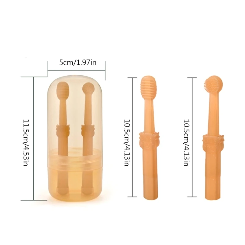 H55A 2 Pcs Dogs Toothbrush 360-degree Heads Dog Toothbrushes Tartar Teeth Tool Pet Cleaning Soft Silicone for Small Pet
