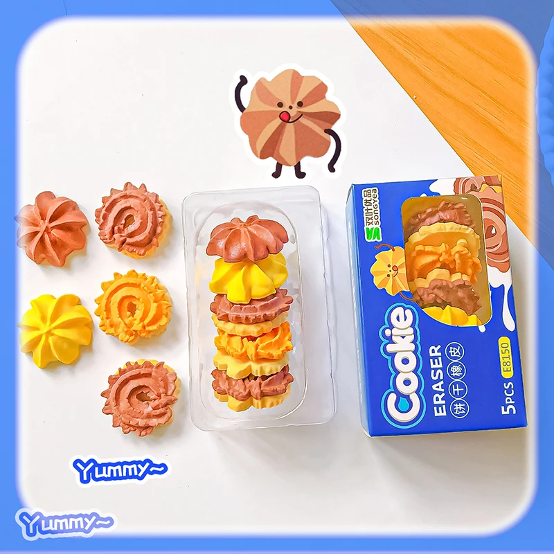 카와이 문구 미적 문구 용품 사무용품 어린이 날 선물 학교용 귀여운 것들 쿠키 지우개 고무