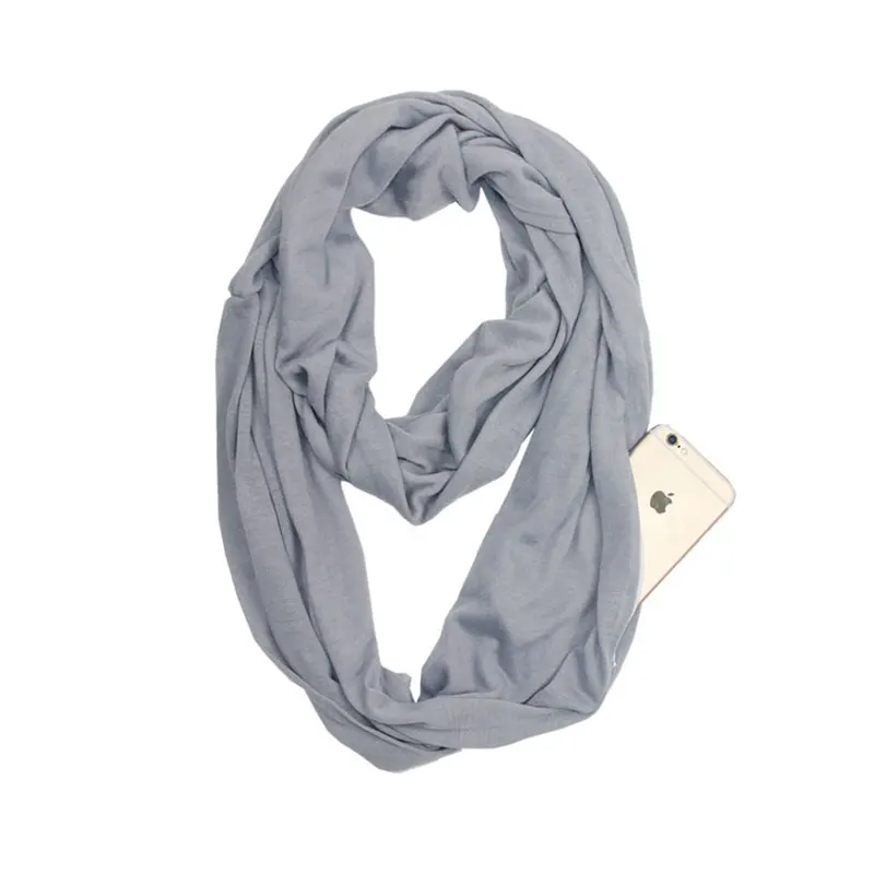 Infinity-Loop-Schal für Damen mit versteckter Reißverschlusstasche, Reiseschal, einfarbiger Halswickel, geeignet für die tägliche Aufbewahrung auf Reisen – Detail 15