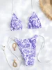 Sexy Triangle Mini Bikini Sets Micro Thongs Swimsuit Women Bathing Suit Biquini Bandage Beachwear Print Swimwear Thong Bikini 3