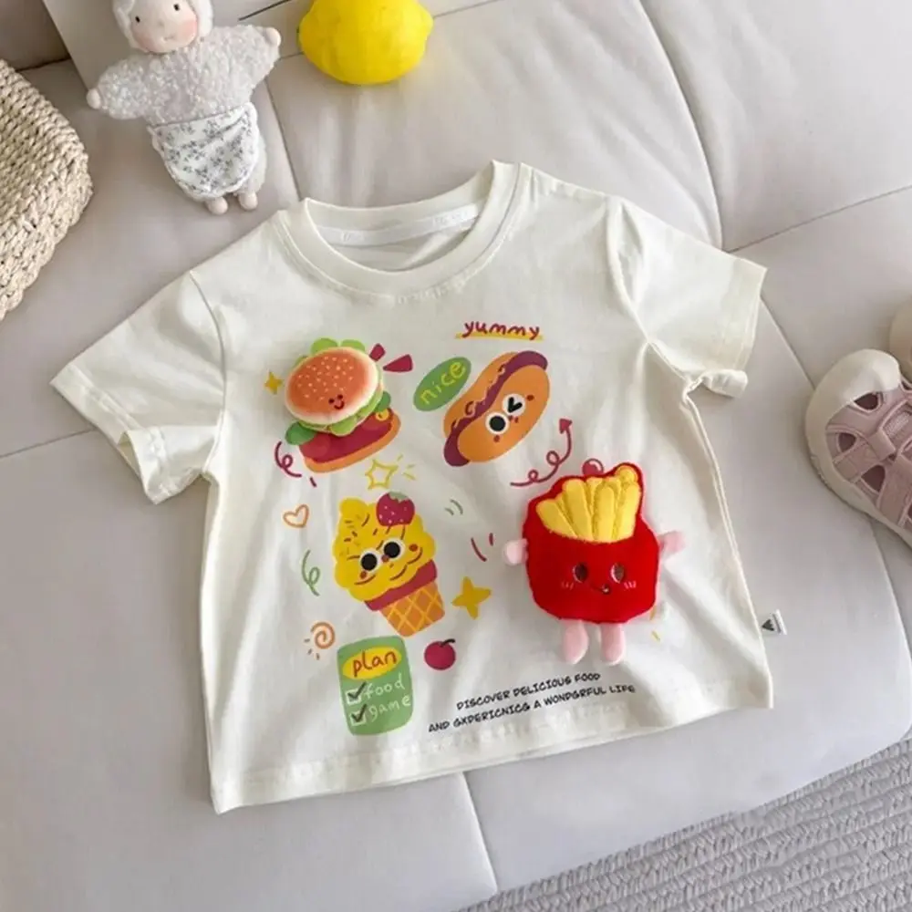 Creative Children's Short Sleeves Cartoon Printed Pure Cotton Summer T-shirts Breathable Multiple Sizes Short Sleeve Tops