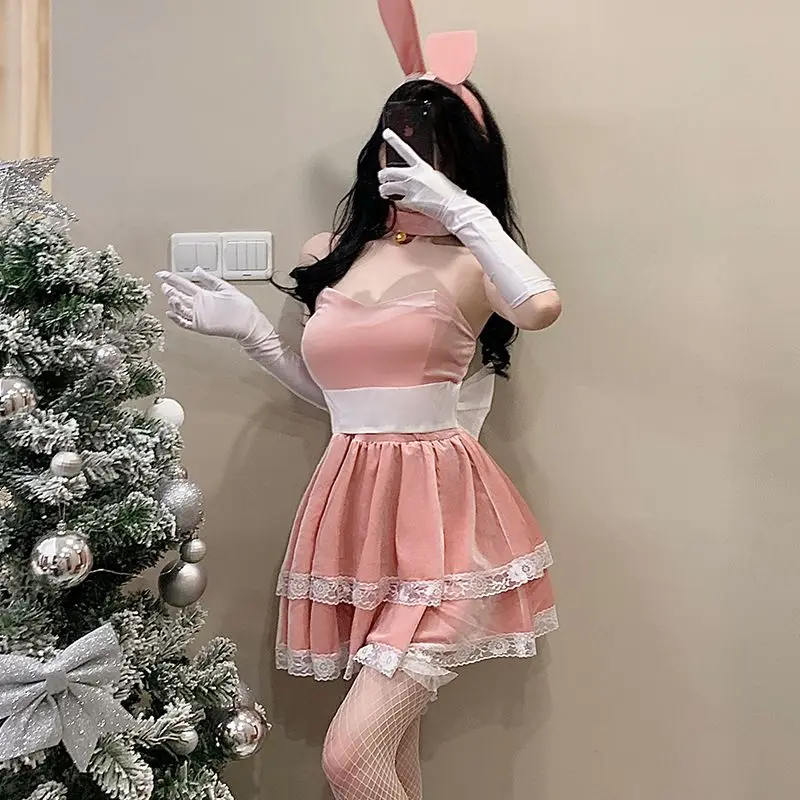 

2023 Christmas Series Sexy lingerie Dress Cute Bunny Santa Claus Uniform Cosplay Look Women Magic Outfits Top Skirt Costumes