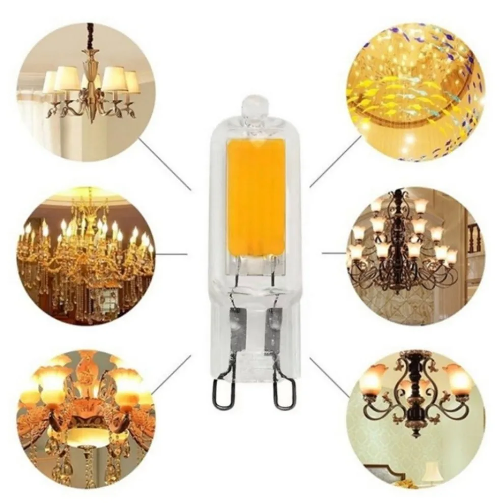 10 pz/lotto lampada LED G9 più luminosa AC/DC 12V 220V 7W 9W 12W 15W lampadina LED COB in vetro faretto bianco caldo/freddo sostituire la luce alogena