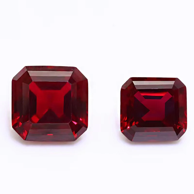 

Real Asscher Cut Lab Grown Ruby Loose Stone 11/12.5mm Pigeon Blood Synthesis Ruby Gemstone for Diy Jewelry Making