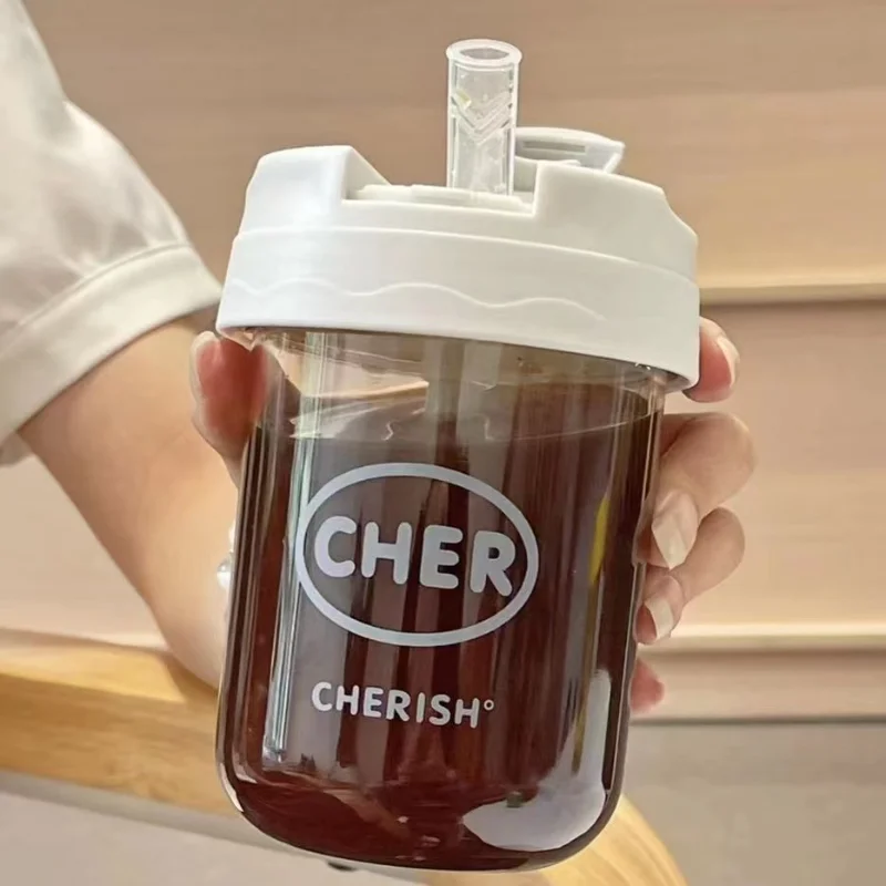 

Small Capacity Coffee Straw Cup, Plastic Water Cup, High Face Value, Three-dimensional Decorative Sticker,new Portable Straw Cup
