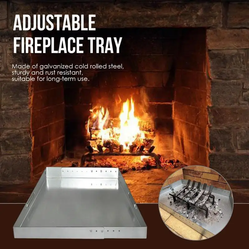Fireplace Ash Tray Pan Ember Holder Steel With Screw Pack Rust-Resistant Home Fire Place Accessories Adjustable Collection Tool 2