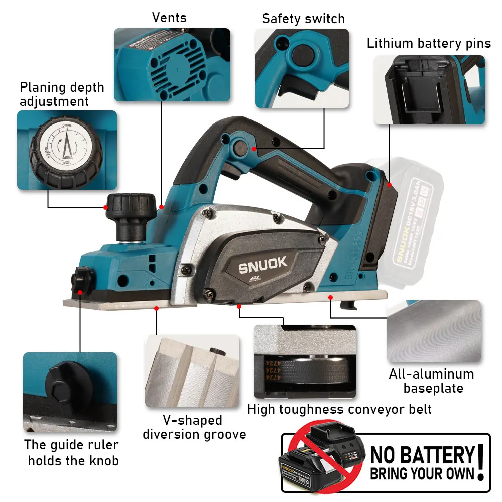 Brushless 9mm Cordless Planer 4