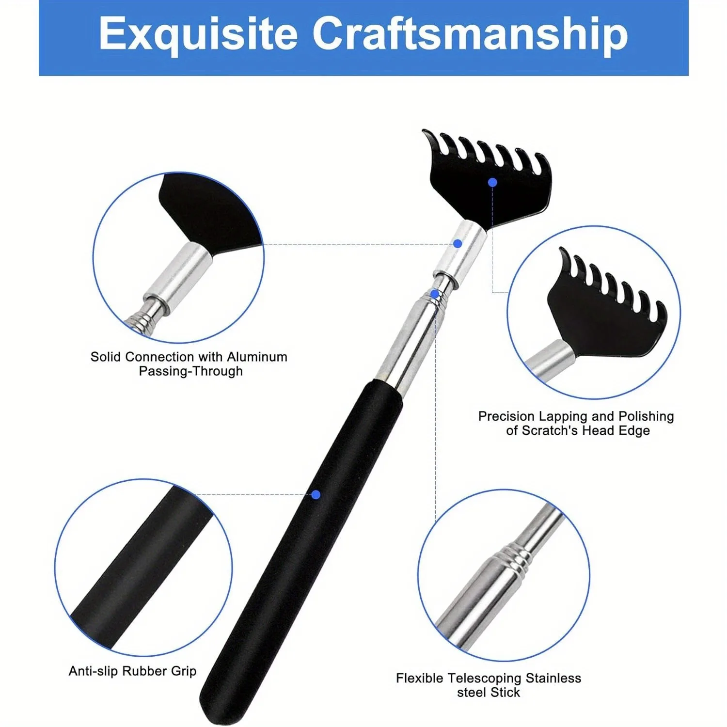 1PCS Adjustable Back Scratcher Steel Back Massage Telescopic Anti Itch Claw Massager Back Massage For Elder Tickle Massage Stick 3