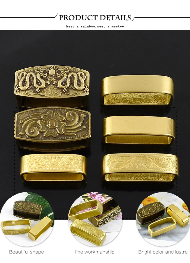 2Pcs Deepeel 35/40mm Pure Copper Belts Rings Buckles Leather Belt Loops Brass Buckle DIY Craft Band Ring Loop Clasp Accessories