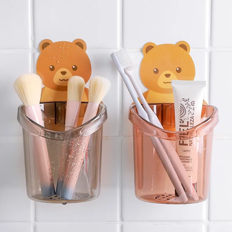 

Настенный Липкий держатель для чашки Bear, держатель для слива зубной щетки, настенный держатель для чашки в ванную комнату, настенный держатель для чашки, подвесной держатель для хранения пасты