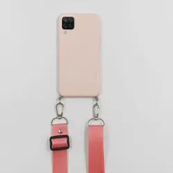 Yellow Purple Silicone Crossbody Case with Strap for M12 4G (Kstrap Pink)