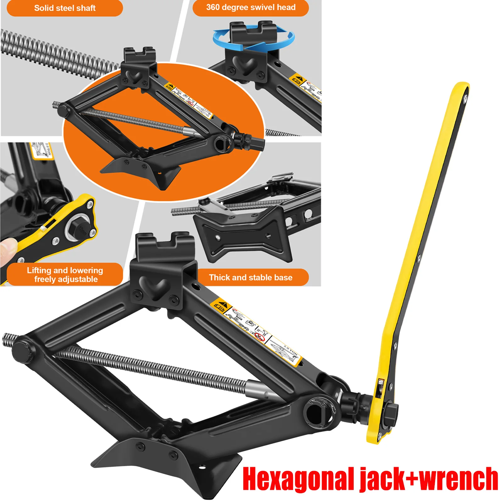 2 Ton Scissor Jack for Car, Car Lifting Scissor Jack with Ratchet, Heavy Duty Labor-Saving Scissor Wind Up Jack,11-39cm for Car