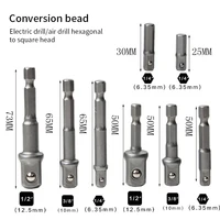 Drill Socket Adapter Kit Impact Drill Extension Bit Socket Adapter Kit 1/4'' 3/8'' 1/2'' Square Head 1/4'' Hex Shank Drill Tools 2