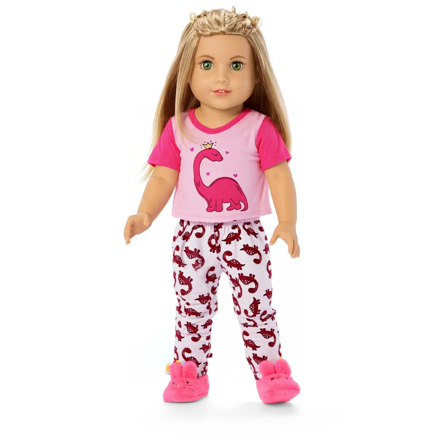 Cute Doll Pattern Pajamas for18inch doll&43 cm Reborn doll Flannel Homewear Set with Cartoon Design, Cozy Sleepwear Loungewear
