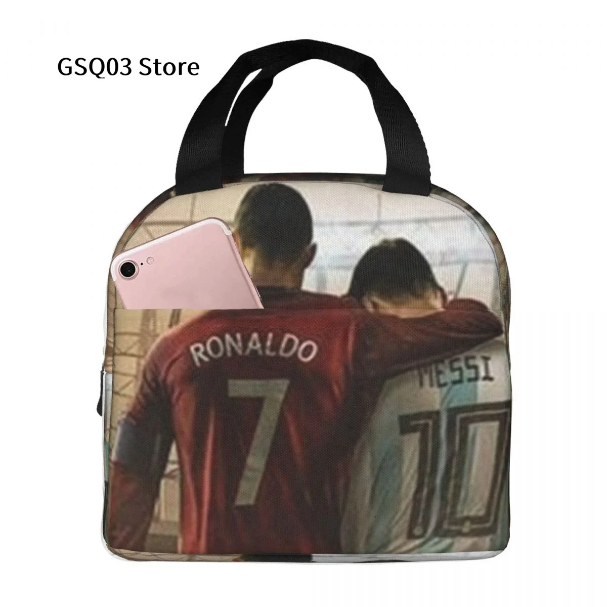 

C-Cr7 Ronaldo Messi Lunch Box Reusable Tote Bag, Cooler Waterproof Lunch Bag Container For Work Office Travel Picnic