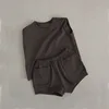 Summer Baby Boys Tank Top Tees Shorts Set 100% Cotton Solid Vest Shorts Toddler Two Pieces Sets 5