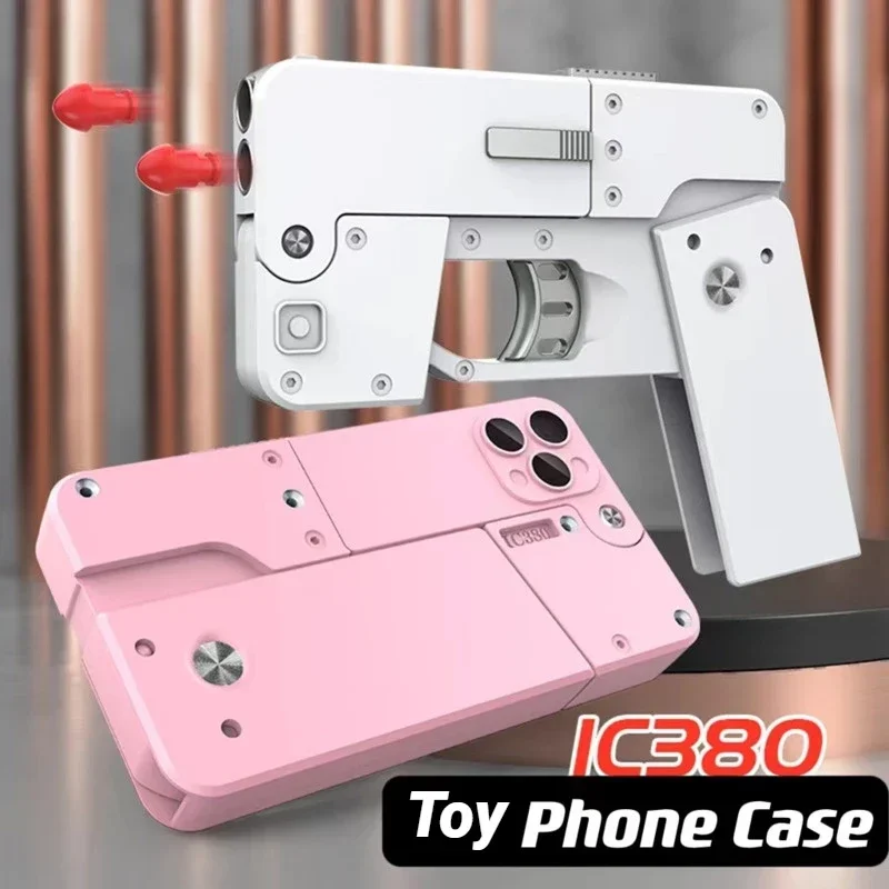 Creative Folding Cellphone Guns Soft Bullet Phone Case Shape Miniatures Toys Outdoor Sports Accessories Party Favors Object