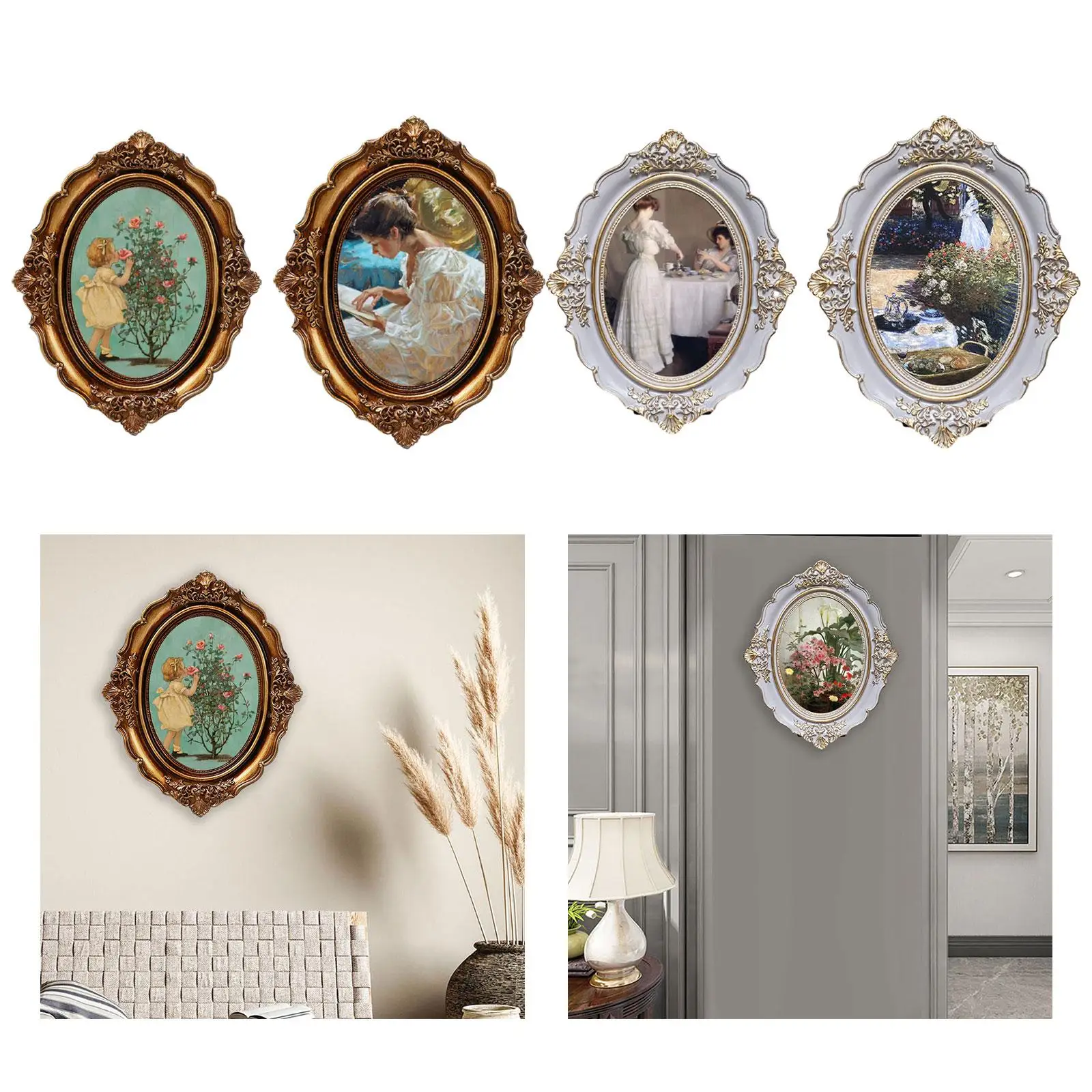 Cornice Portafoto Barocca In Resina Oro - Design Reale Con Intagli Floreali - Portafoto Da Tavolo Vintage Per Decorazione Casa E Matrimonio - 4