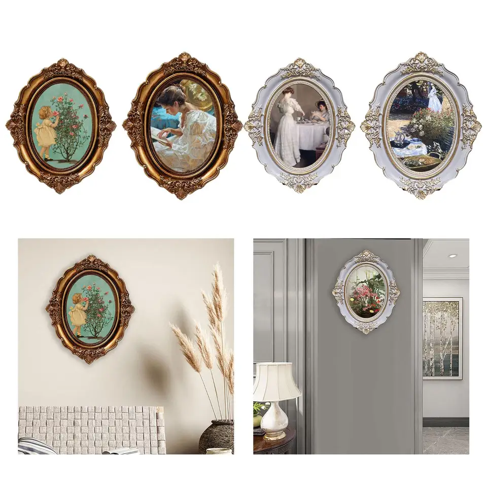 5 Cadres Photo Vintage En Résine - Style Baroque Doré | Ovale Et Rectangulaire | Pour Déco Murale, Bijoux, DIY