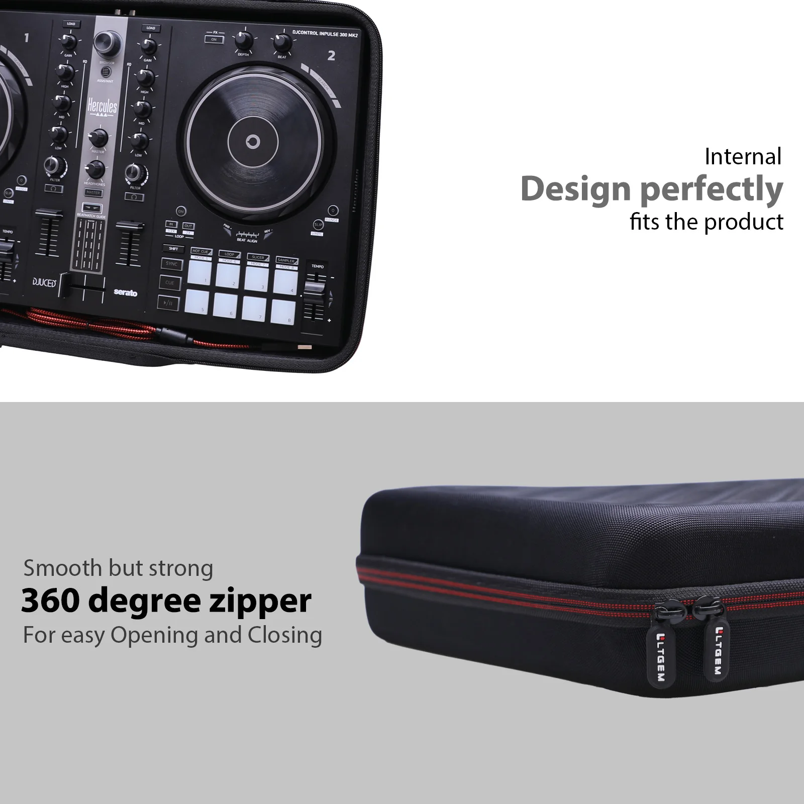 EVA Hard Case for Hercules DJControl Inpulse 300 MK2 DJ controller Protective Carrying Storage Bag(only bag)