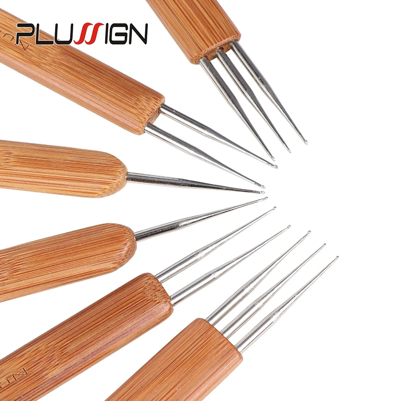 1Pcs/Lot Dreadlocks Crochet Natural Bamboo 1 Hook 2 Hooks 3 Hooks One Head 0.5Mm 0.75Mm Sisterlocks Needle Hair Weaving Tool crochet hooks